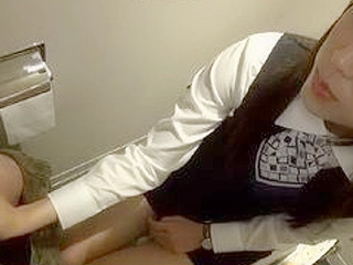 Japanese Girl Gives Fucking Hot Blowjob in Public Toilet Stall, Nippon Style