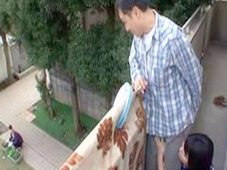 Nippon teen's garden romp with BF on balcony gets steamy and XXX.